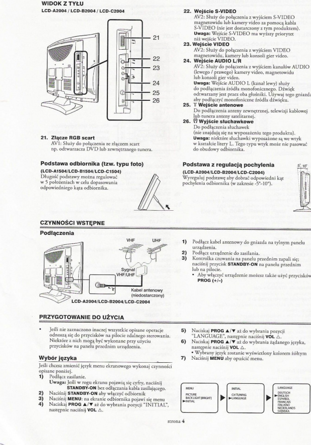 INSTRUKCJA FUNAI LCD-A2004,LCD-A1504,LCD-B1504,LCD-C1504